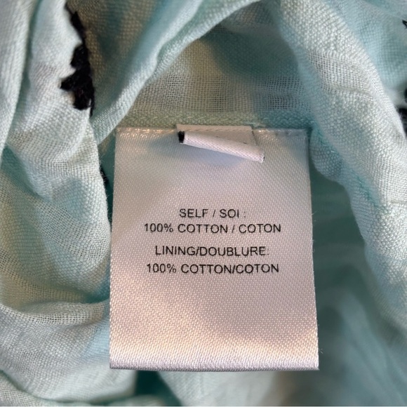 Tanya Taylor Small Lina Smocked Embroidered Cotton Mini Dress Swim Coverup Teal - Picture 7 of 7